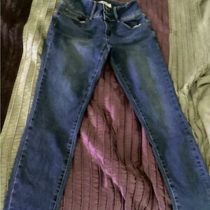 Blue Skinny Jeans with Faded Details